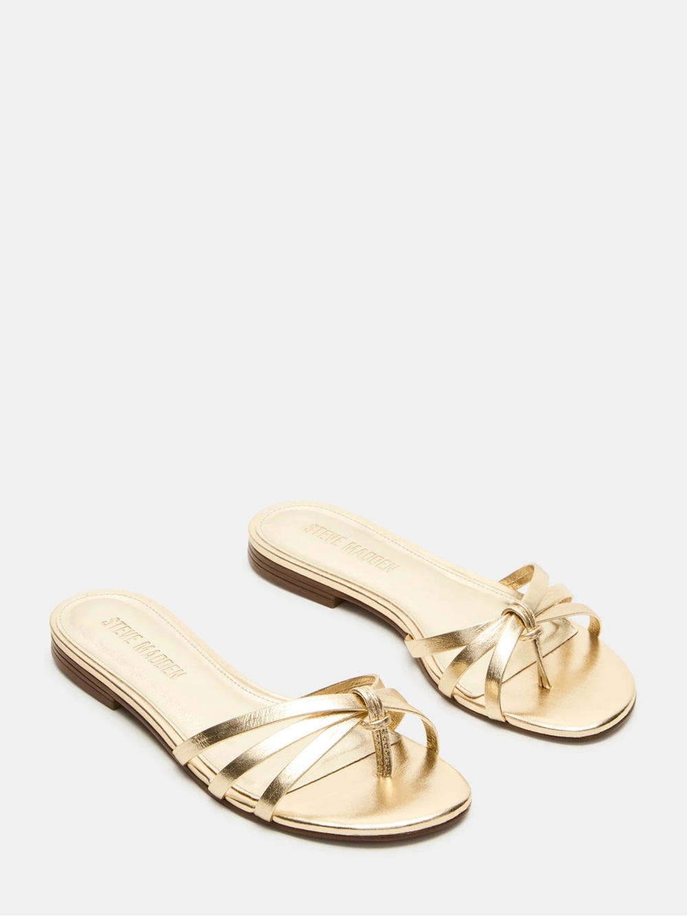 Steve Madden Gold Strappy Knot Slide Sandals - Women's